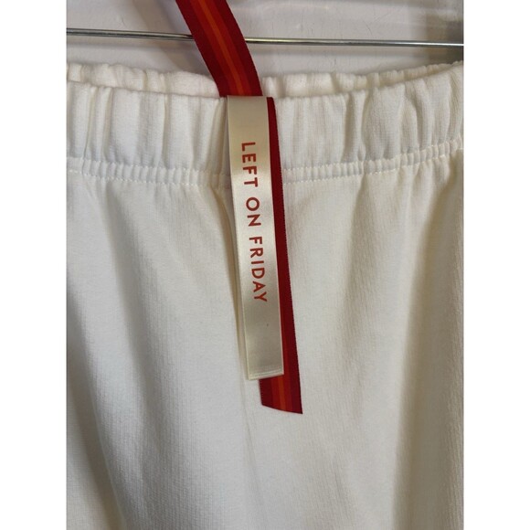 LEFT ON FRIDAY Sports & Rec White Jogger Sweatpants Women Large Cotton Lounge - Picture 3 of 12